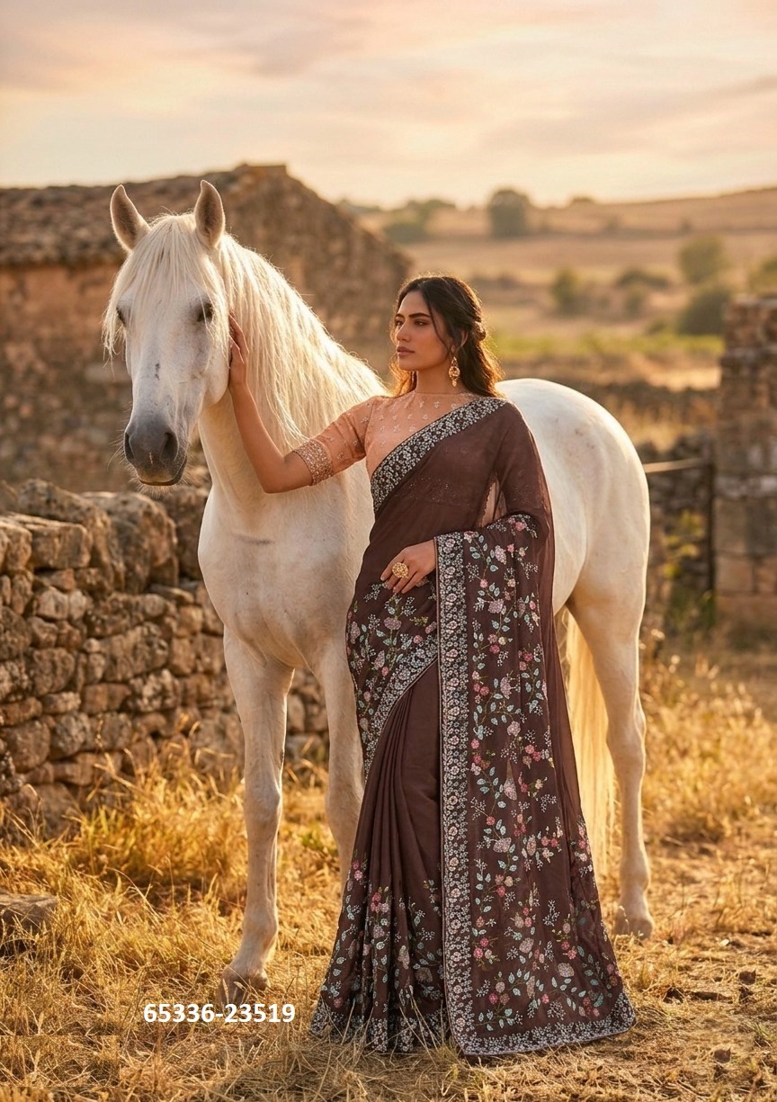 Mesmerizing Coffee Brown sari with blouse