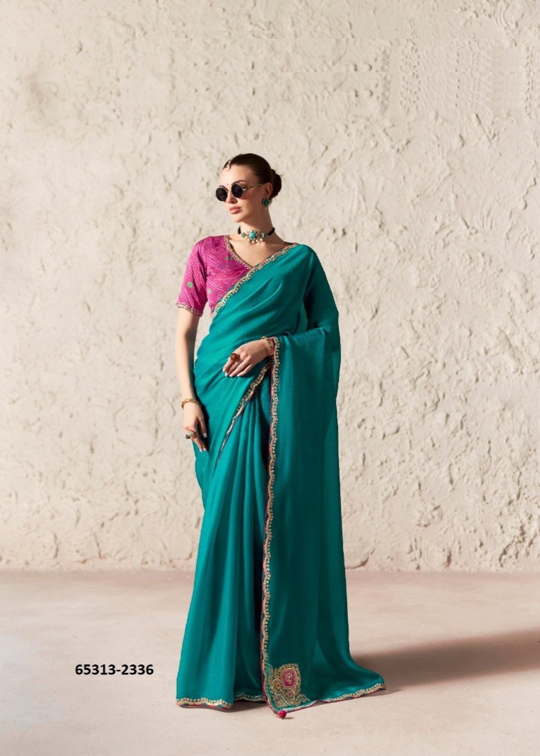 Beautiful Teal and Pink Sari