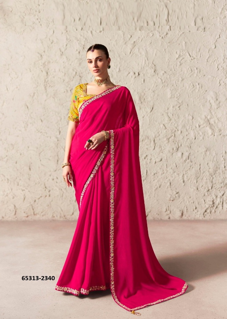 Mindblowing hot pink and yellow sari