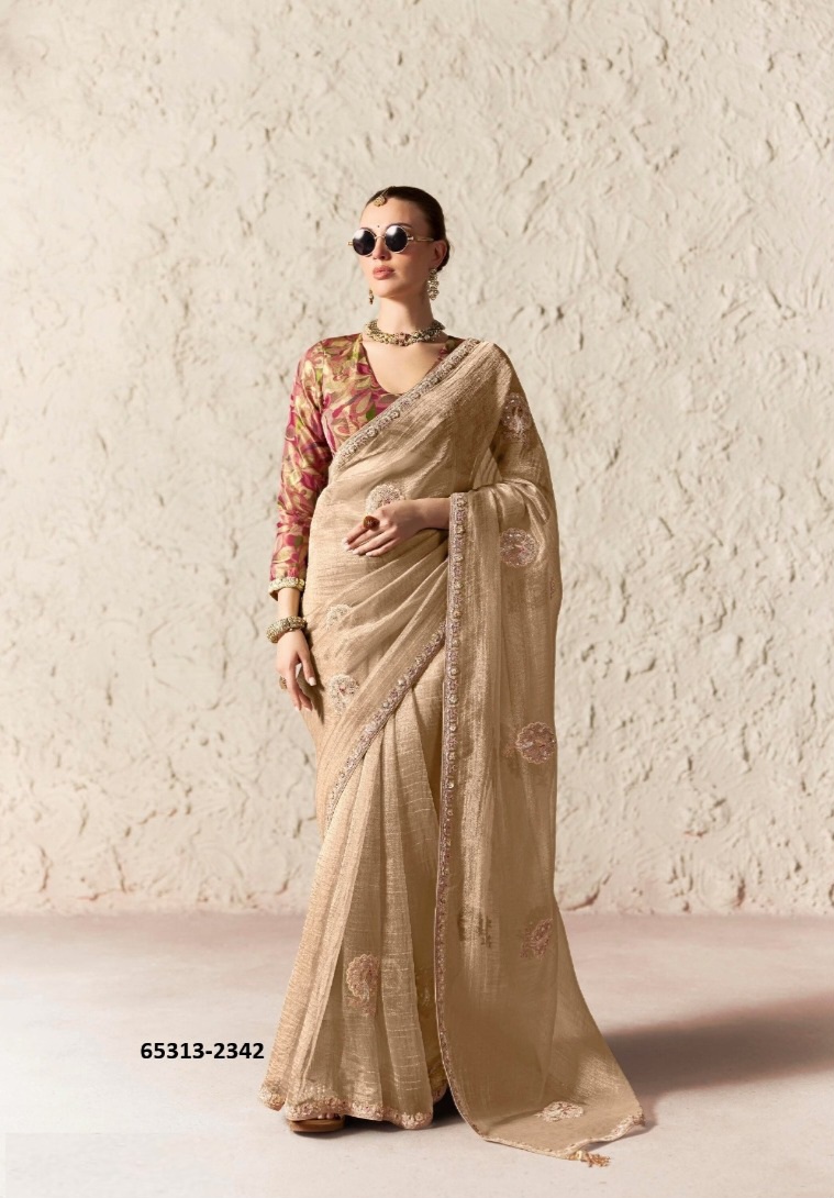 Elegant baige sari with blouse