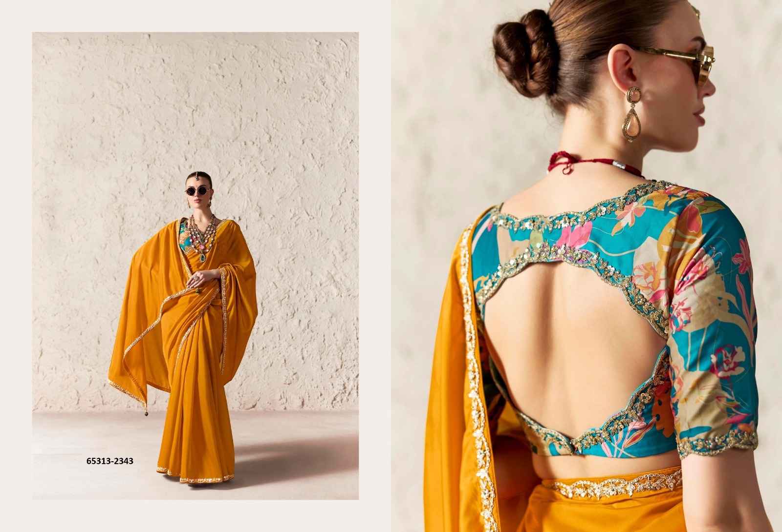 Stunning Orange and Turquoise floral blouse