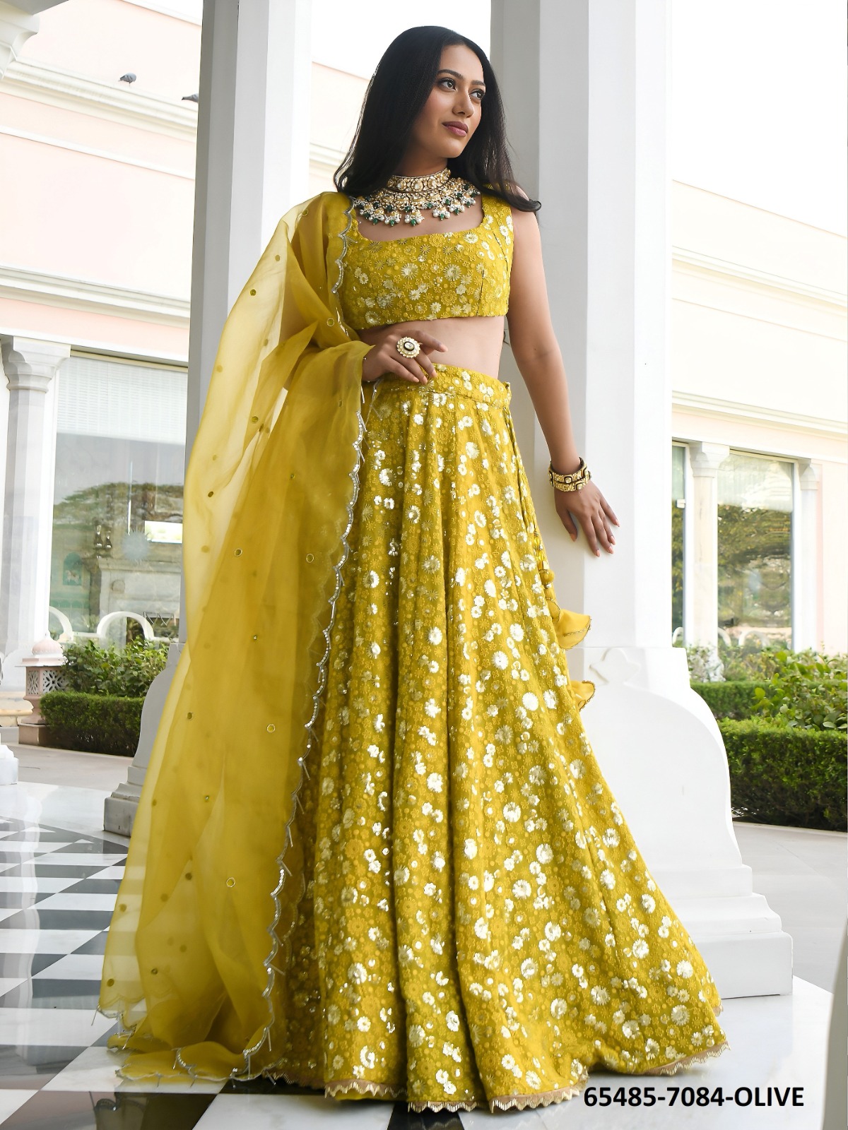 Beautiful Olive Green Lahenga Choli
