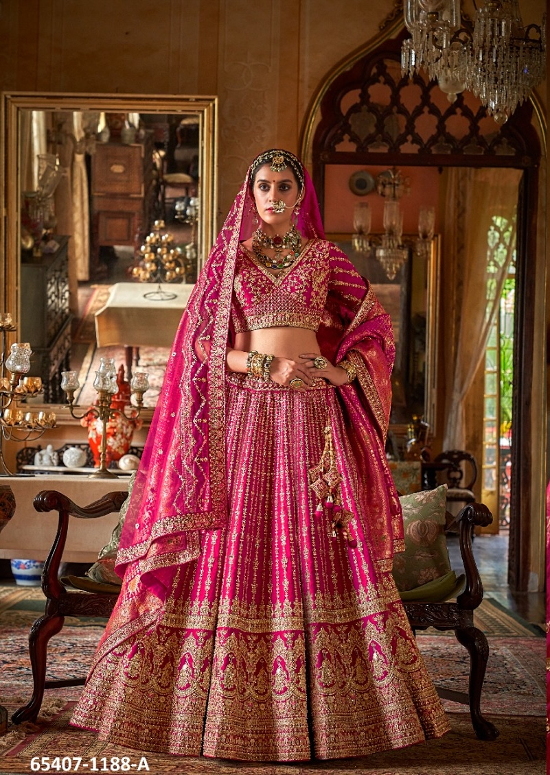 Alluring Hot pink Wedding  Lahenga with two dupattas