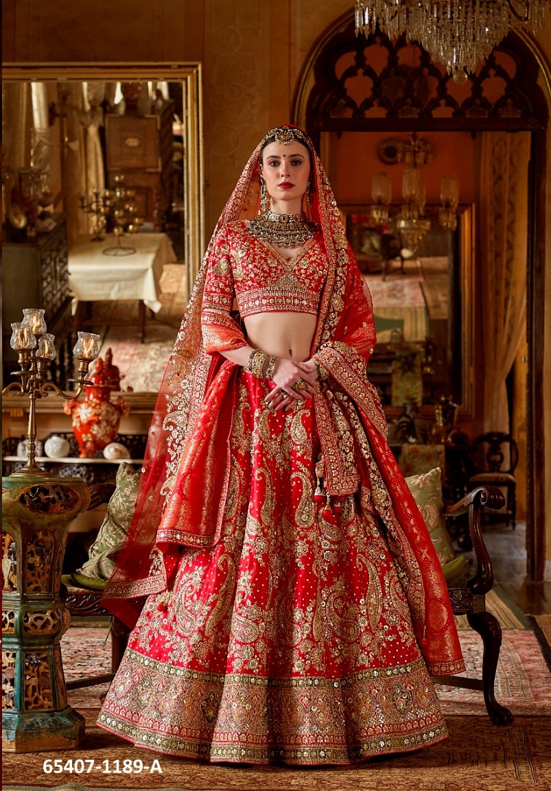Breathtaking Red Lahenga Choli with two dupattas