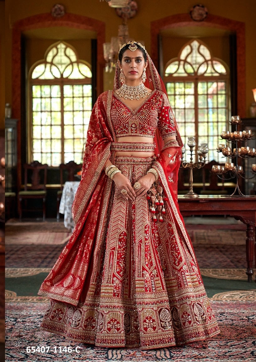 Amazing Red Bridal Lahenga with two Dupatta