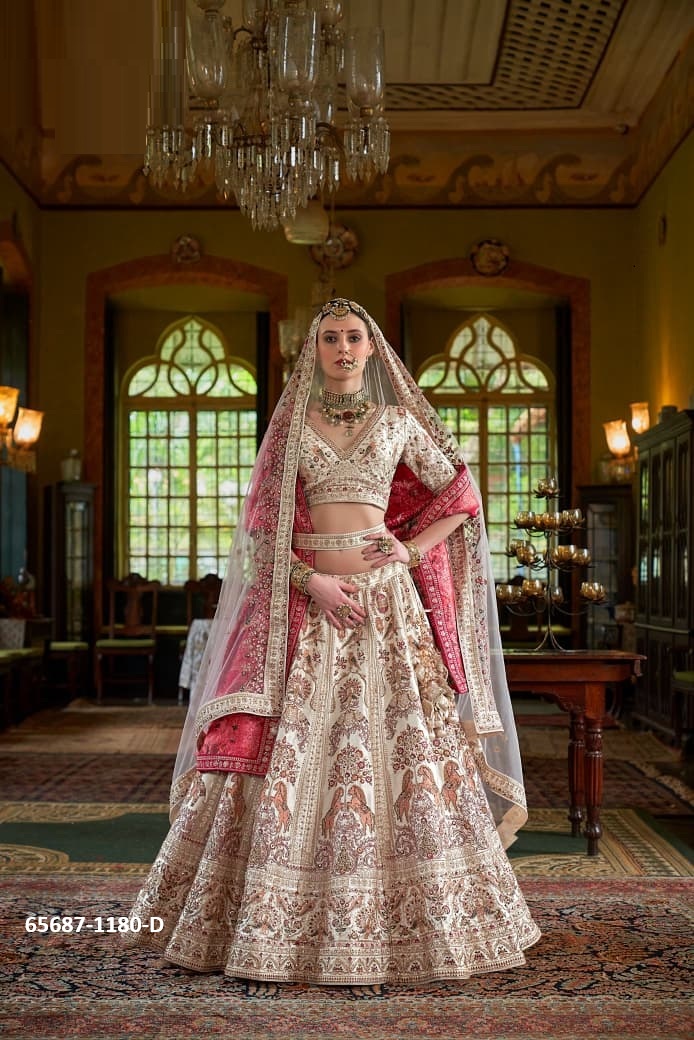 Elegant Bridal Lahenga Choli with 2 Dupatta