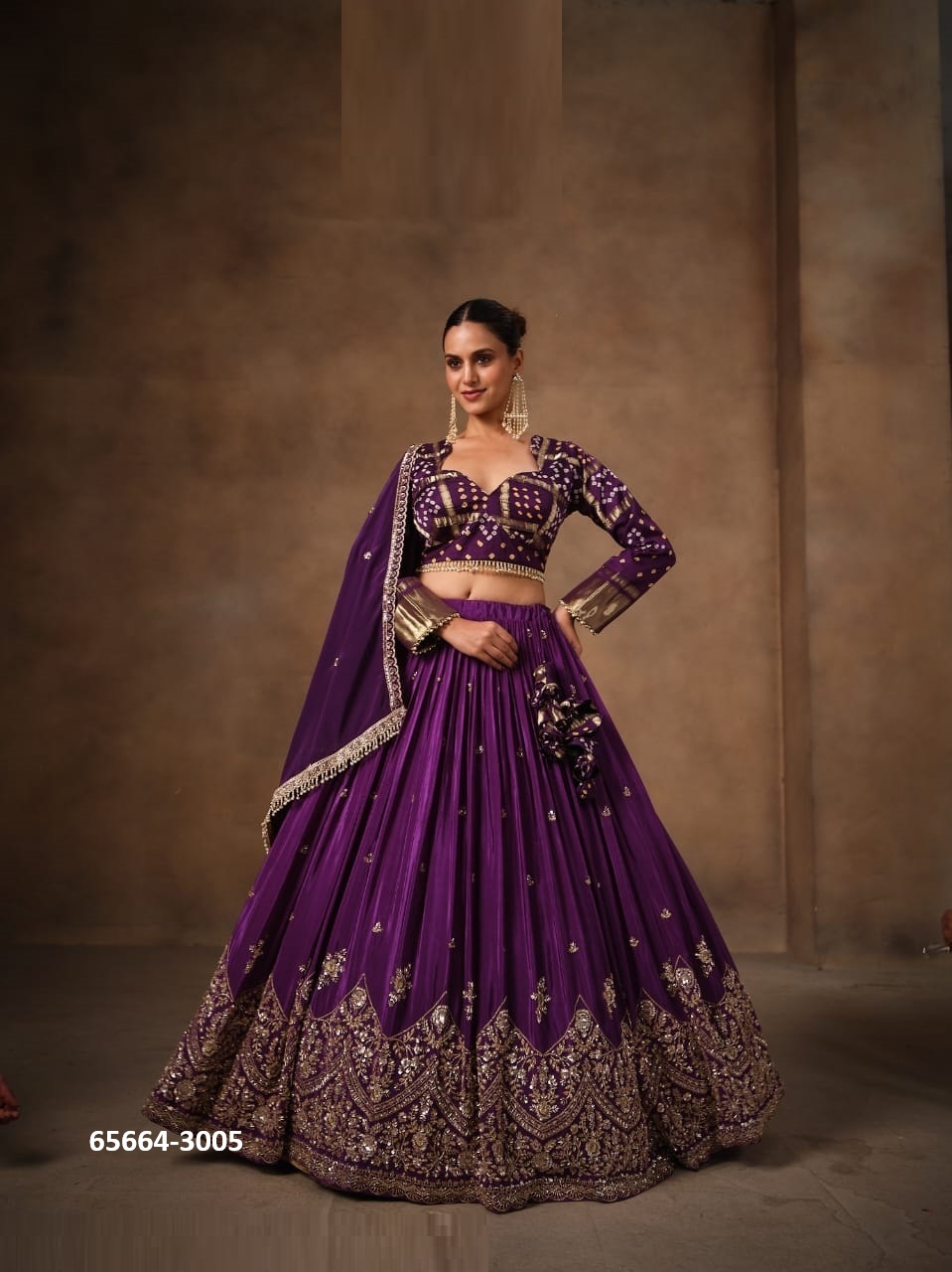 Stunning Purple Lahenga Choli with Dupatta