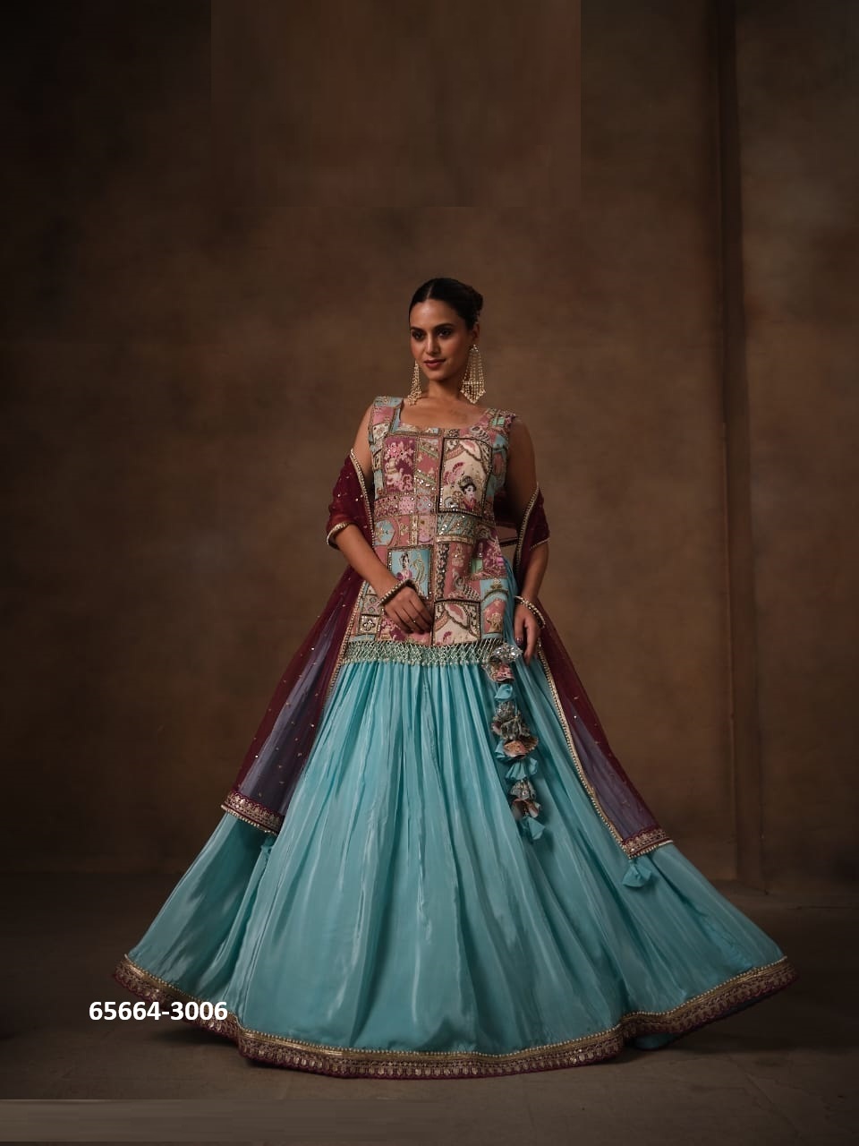 Beautiful Lahenga with dupatta IN Aqua Blue