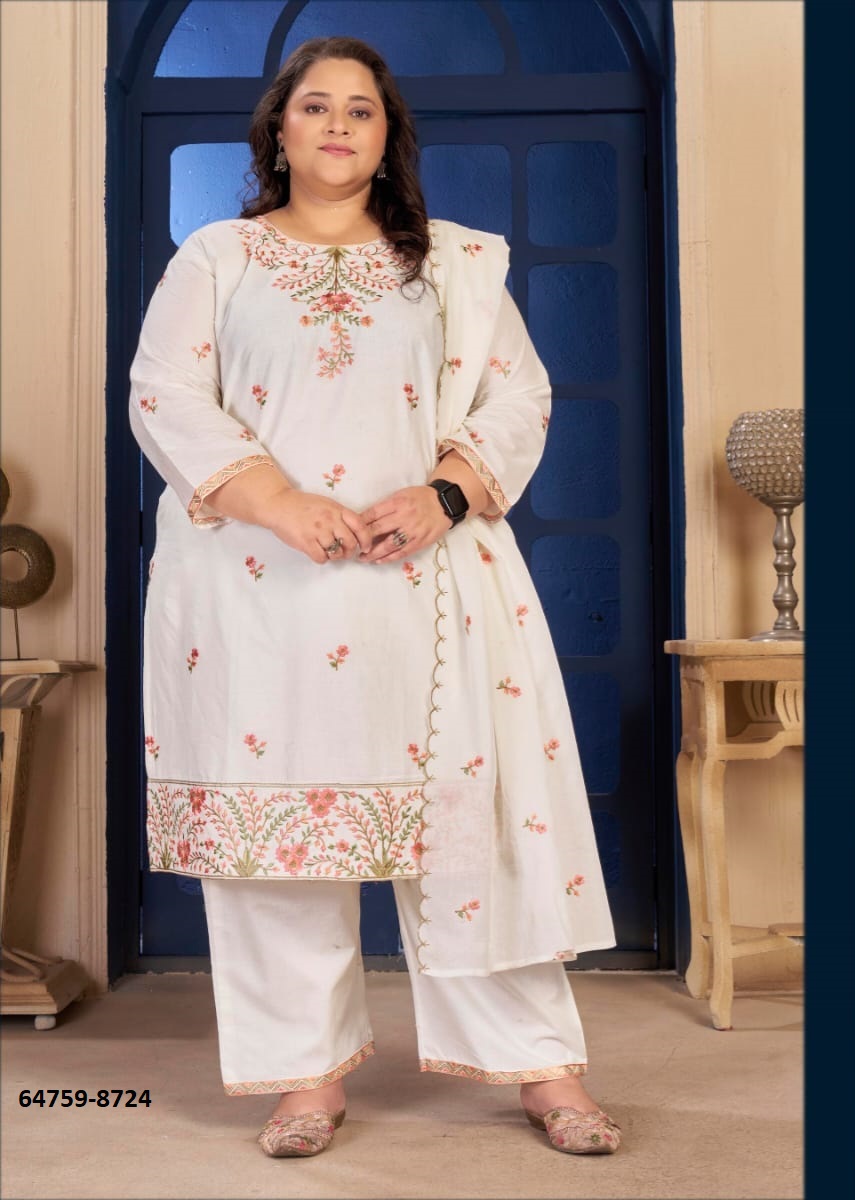 Off White Cotton Salwar Kamiz with dupatta