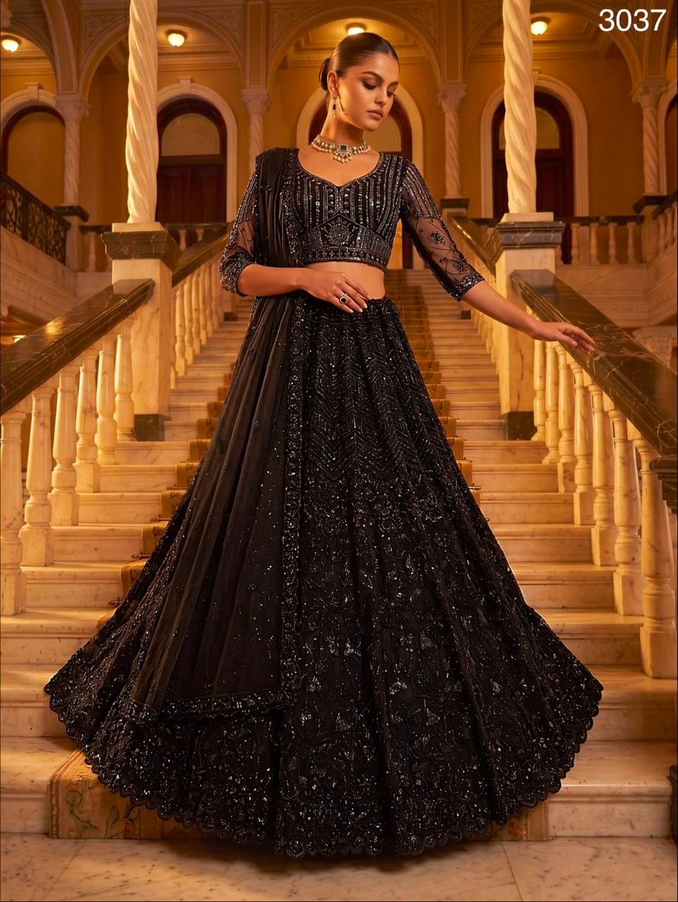 Stunning Black Sequins Lahenga choli with dupatta