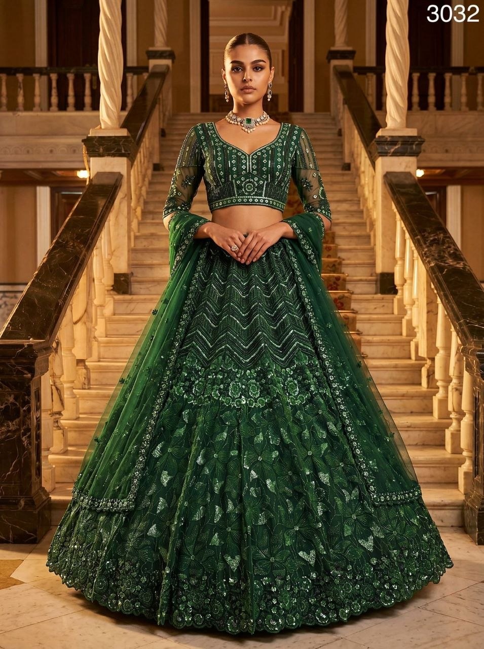 Ravishing Emerald Green Lahenga Choli