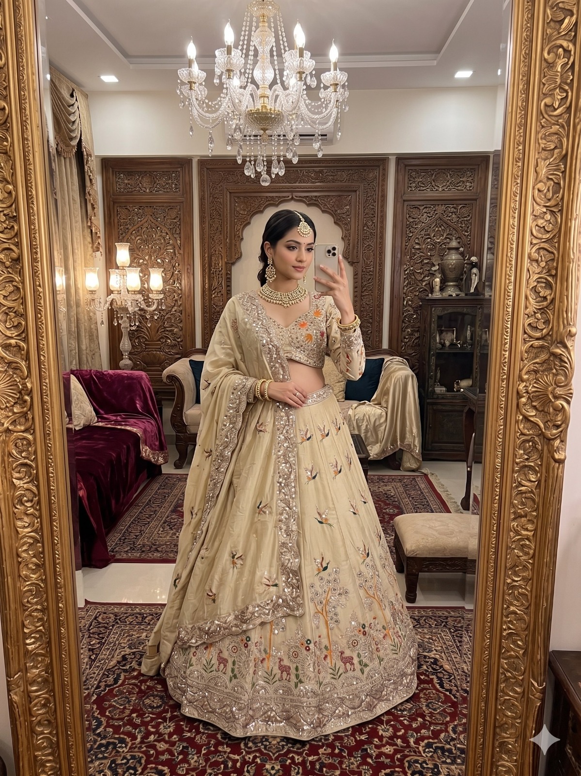 Beautiful Cream Lahenga Choli with dupatta