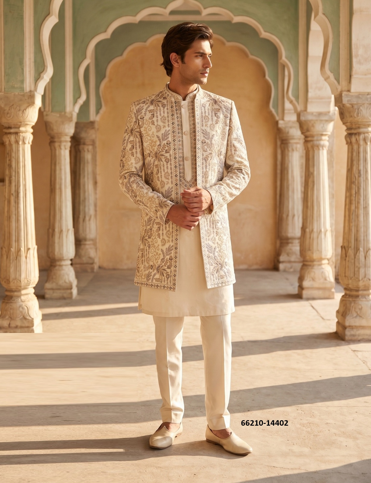Amazing 3 Piece Jodhpuri suit in off In Cream