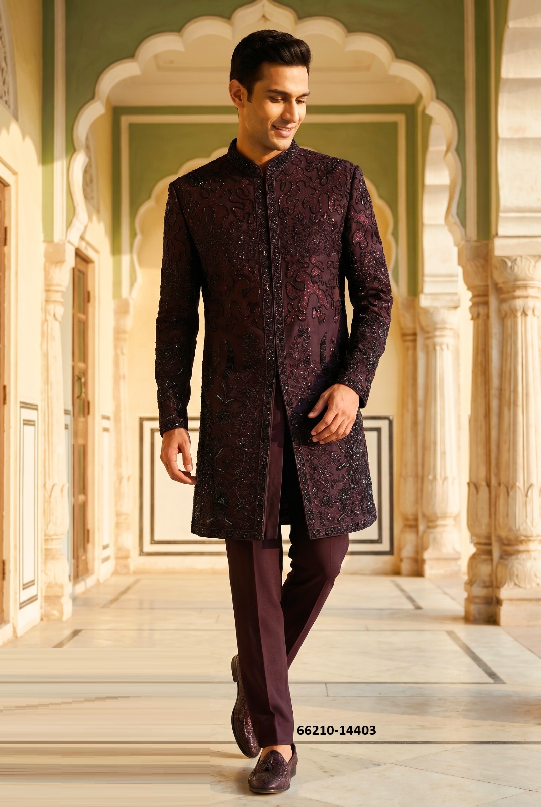 Woderful Mens Jodpuri Suit In Purple