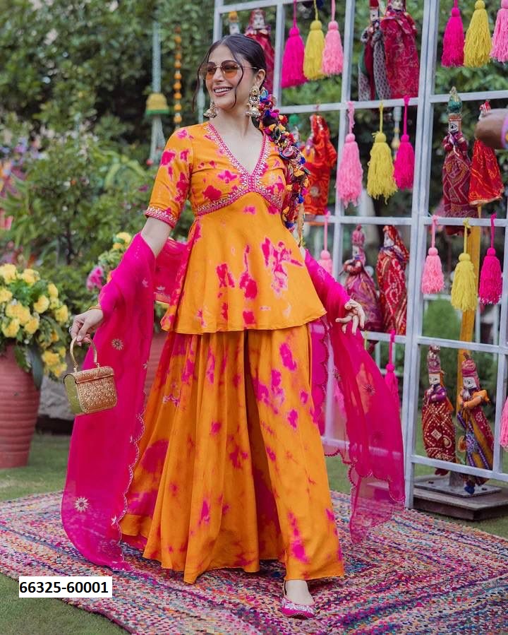 Gorgeous Plazzo Style suit in Orange Tye dye