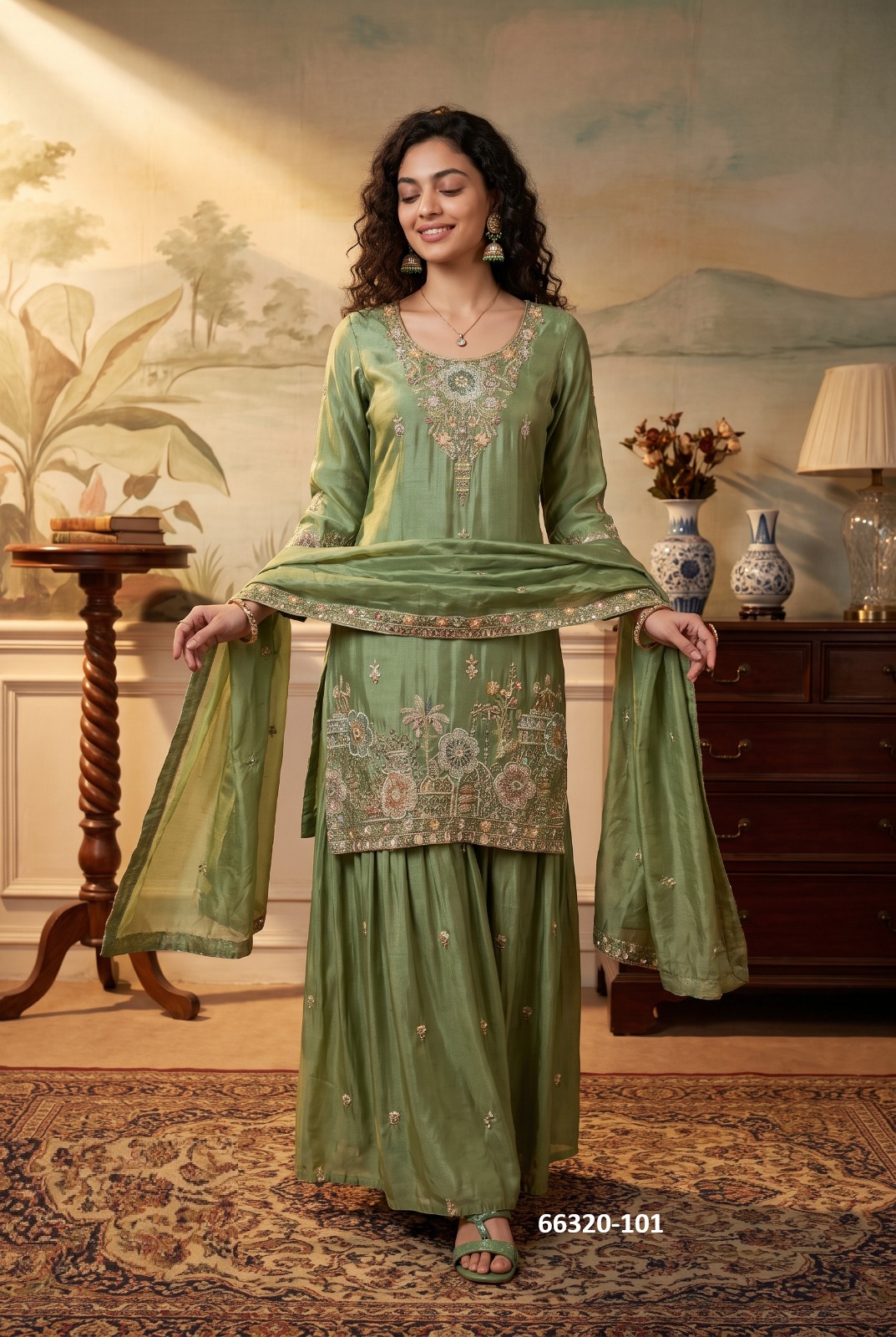 Beautiful Plazzo suit in  Sage Green