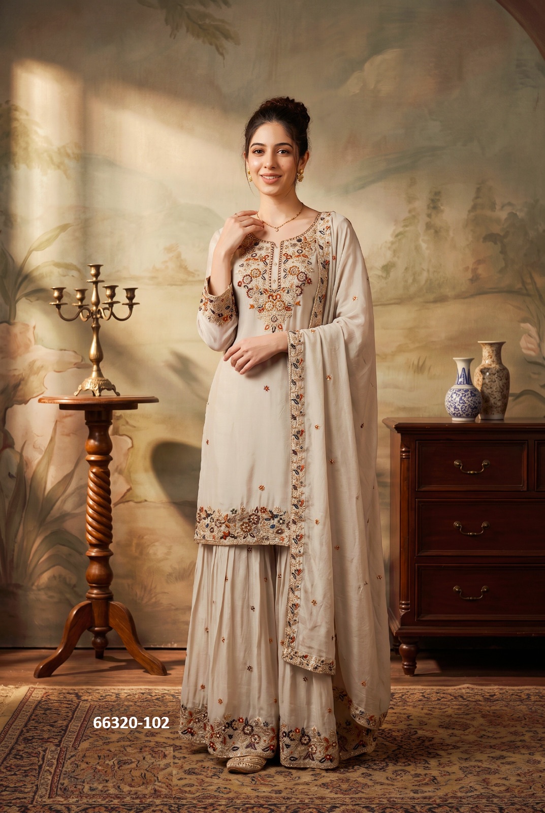 Magnificent Plazzo Suit in Off white