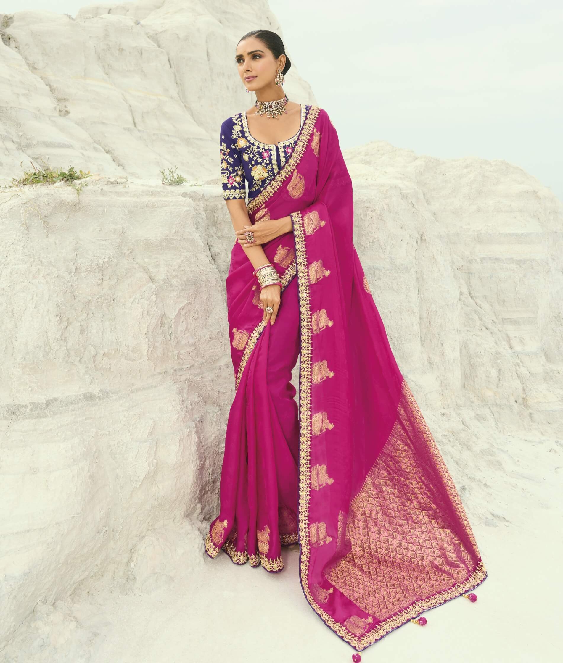 Magenta Pink and Purple Sari