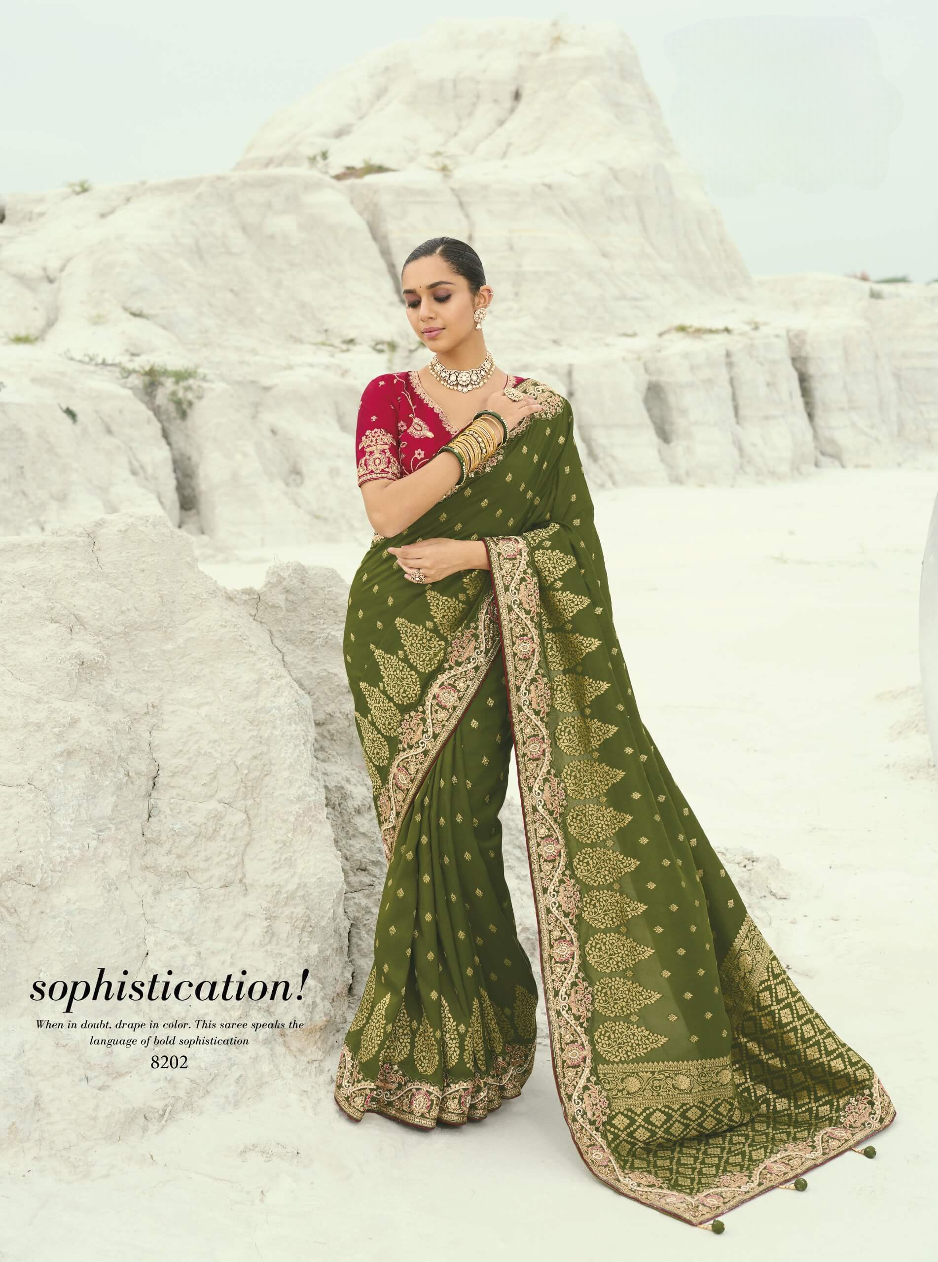 Gorgeous Green Viscose Sari  with Blouse