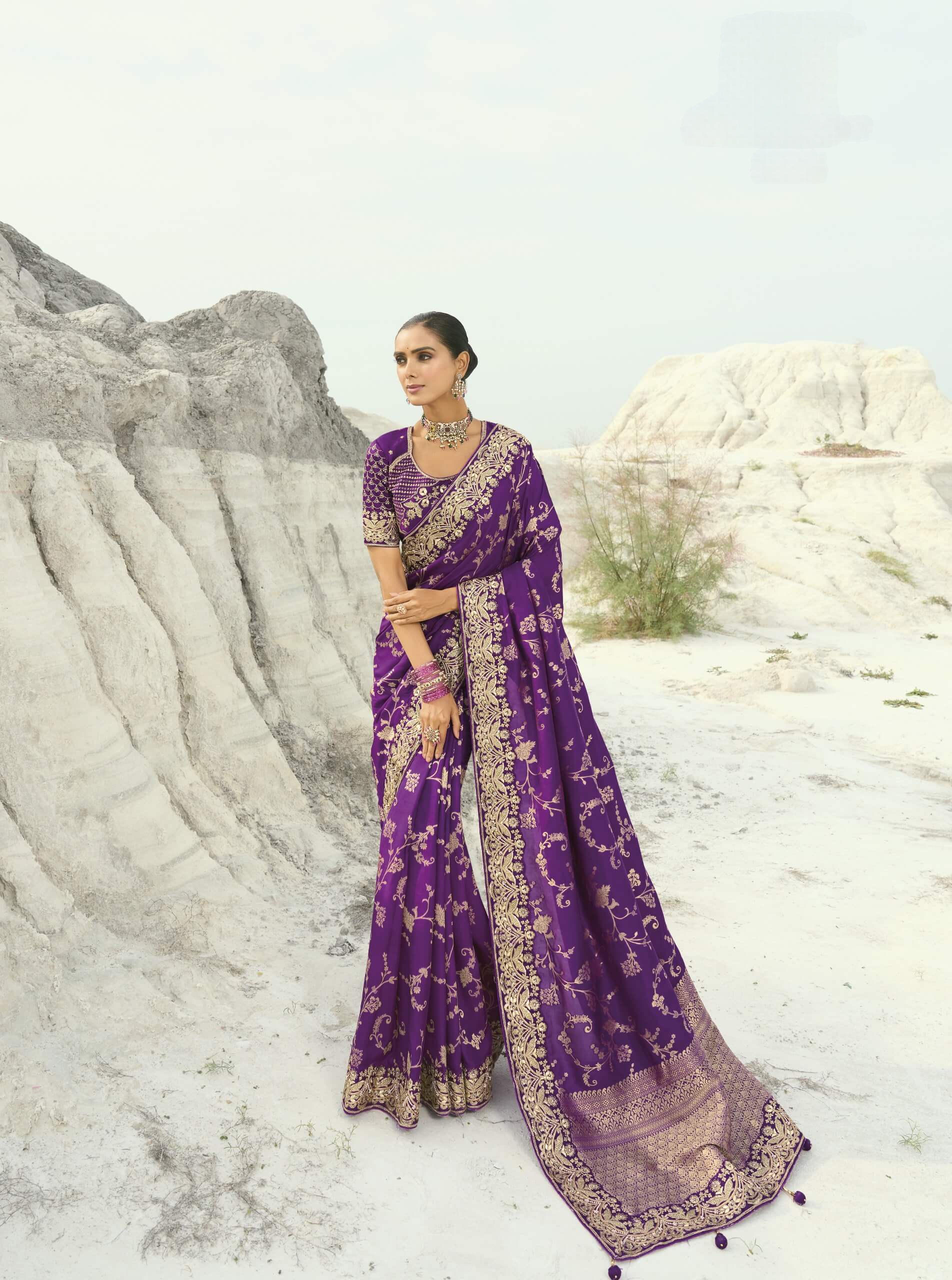 Magnificent Purple Sari with Blouse