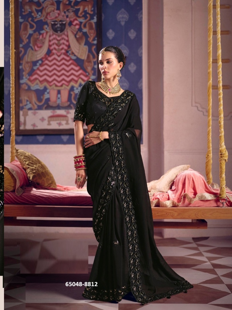 Amazing Black Viscos Sari with blouse