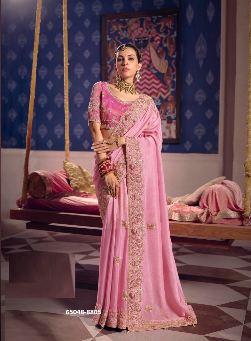 Pretty in Pink Viscose Sari
